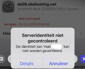 Serveridentiteit niet gecontroleerd